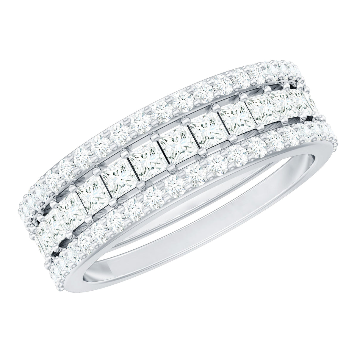 Certified Cubic Zirconia 3 Piece Stackable Ring Set