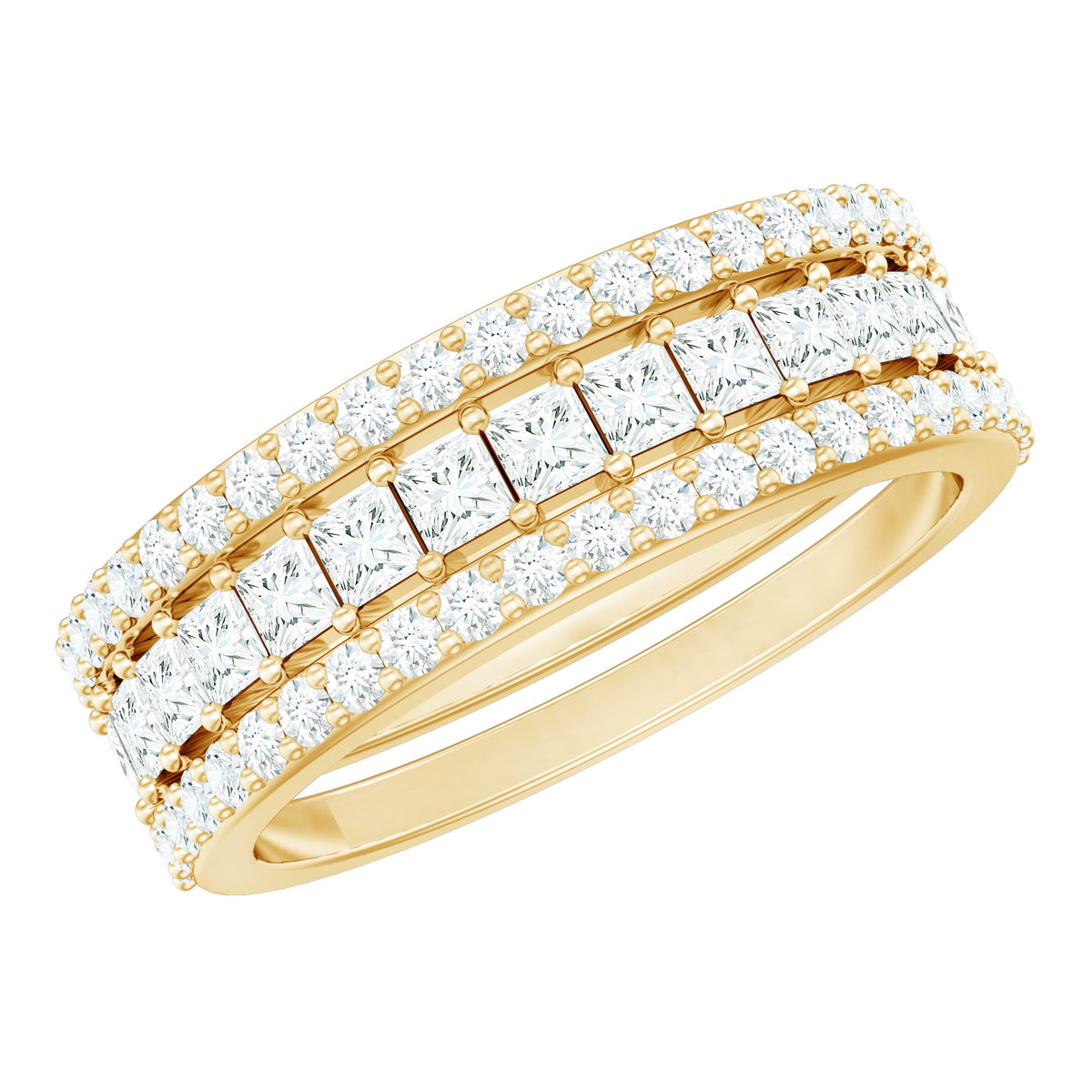 Certified Cubic Zirconia 3 Piece Stackable Ring Set