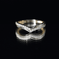 Pave Set Round Cut Natural Diamond Chevron Ring
