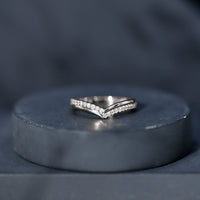Pave Set Round Cut Natural Diamond Chevron Ring