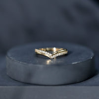 Pave Set Round Cut Natural Diamond Chevron Ring