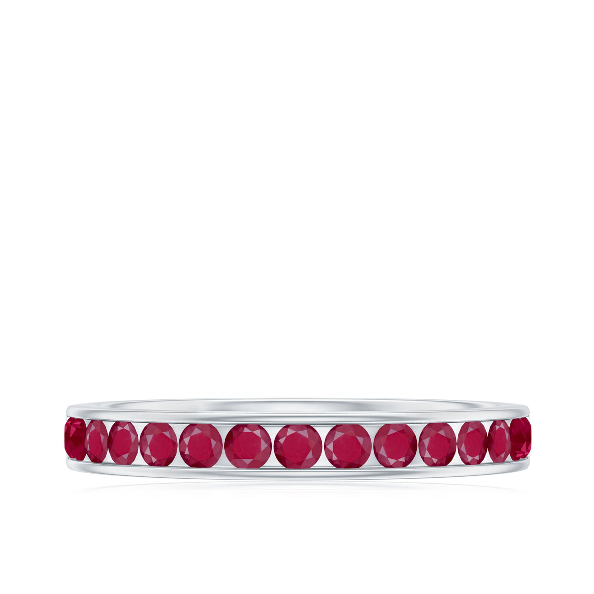 Natural Ruby Half Eternity Anniversary Ring in Channel Set