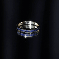 Natural Blue Sapphire Half Eternity Stackable Ring for Women