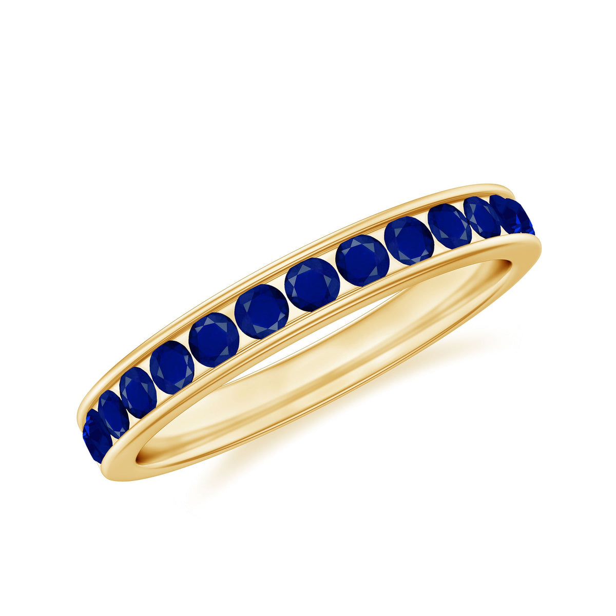 Natural Blue Sapphire Half Eternity Stackable Ring for Women