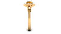 Genuine citrine diamond flower engagement ring with split shank from Rosec Jewels, showcasing sparkling stones and intricate band design.
