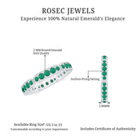 Natural Emerald Eternity Wedding Band with Milgrain Detail