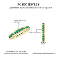 Natural Emerald Eternity Wedding Band with Milgrain Detail
