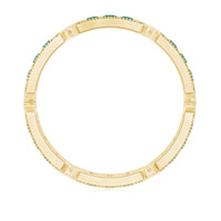Natural Emerald Eternity Wedding Band with Milgrain Detail
