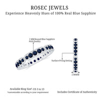 Real Blue Sapphire Eternity Ring for Women