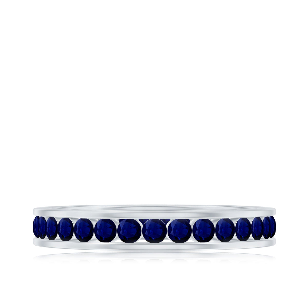 Natural Blue Sapphire Eternity Stackable Ring for Women