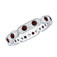 Vintage Inspired Garnet Eternity Ring with Diamond