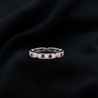Vintage Inspired Garnet Eternity Ring with Diamond