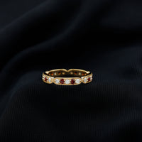 Vintage Inspired Garnet Eternity Ring with Diamond