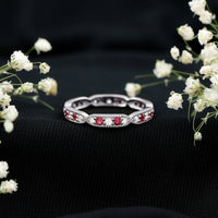 Real Ruby Diamond Eternity Ring for Anniversary