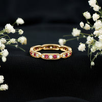 Real Ruby Diamond Eternity Ring for Anniversary