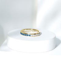 London Blue Topaz and Moissanite Eternity Ring With Certificate