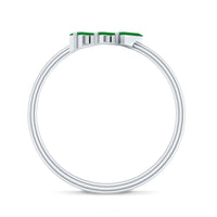 Baguette Cut Real Emerald Three Stone Promise Ring