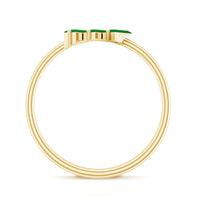 Baguette Cut Real Emerald Three Stone Promise Ring