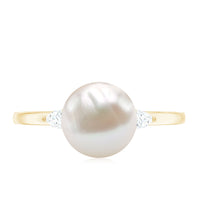 Real 7.48 Carat Freshwater Pearl Solitaire Engagement Ring with Diamond