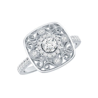 Moissanite Statement Engagement Ring with Milgrain Detailing