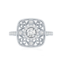 Moissanite Statement Engagement Ring with Milgrain Detailing