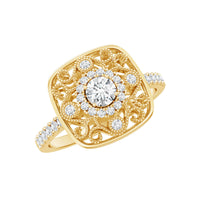 Moissanite Statement Engagement Ring with Milgrain Detailing