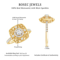 Moissanite Statement Engagement Ring with Milgrain Detailing