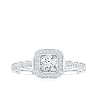Moissanite Round Halo Engagement Ring with Certificate