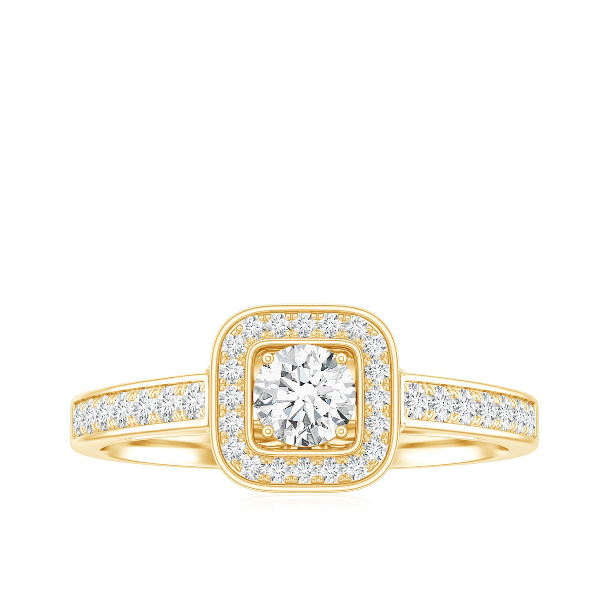 Moissanite Round Halo Engagement Ring with Certificate