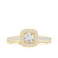 Moissanite Round Halo Engagement Ring with Certificate