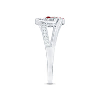 Natural Ruby Diamond Double Heart Promise Ring for Women