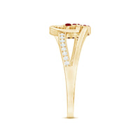 Natural Ruby Diamond Double Heart Promise Ring for Women