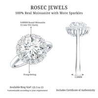 Classic Round Cut Moissanite Big Engagement Ring