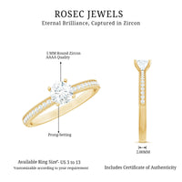 Certified Cubic Zirconia Solitaire Engagement Ring