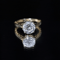 2 Carat Round Cut Moissanite Engagement Ring with Milgrain Detailing