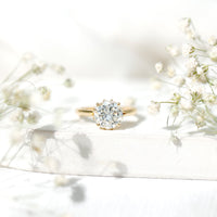 2 Carat Round Cut Moissanite Engagement Ring with Milgrain Detailing