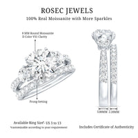 Certified 2 Carat Round Moissanite Bridal Ring Set For Wedding