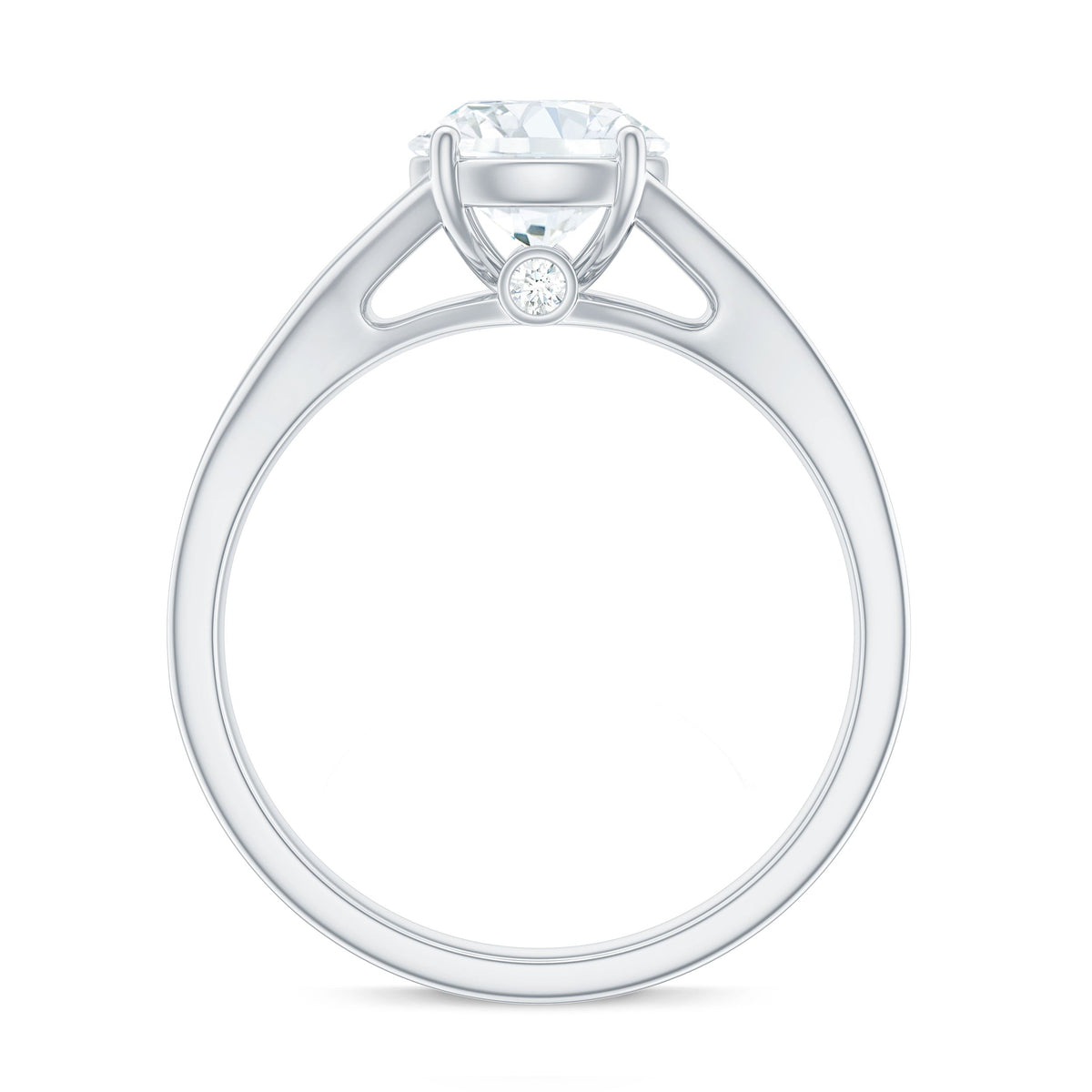 Round Moissanite Solitaire Engagement Ring with Split Shank