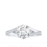 Round Moissanite Solitaire Engagement Ring with Split Shank