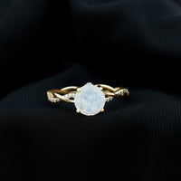 Real 0.85 Carat Moonstone and Diamond Braided Engagement Ring