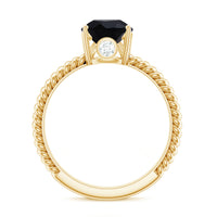 4.8 Carat Lab Grown Black Diamond Pear Shaped Engagement Ring With Surprise White Diamond