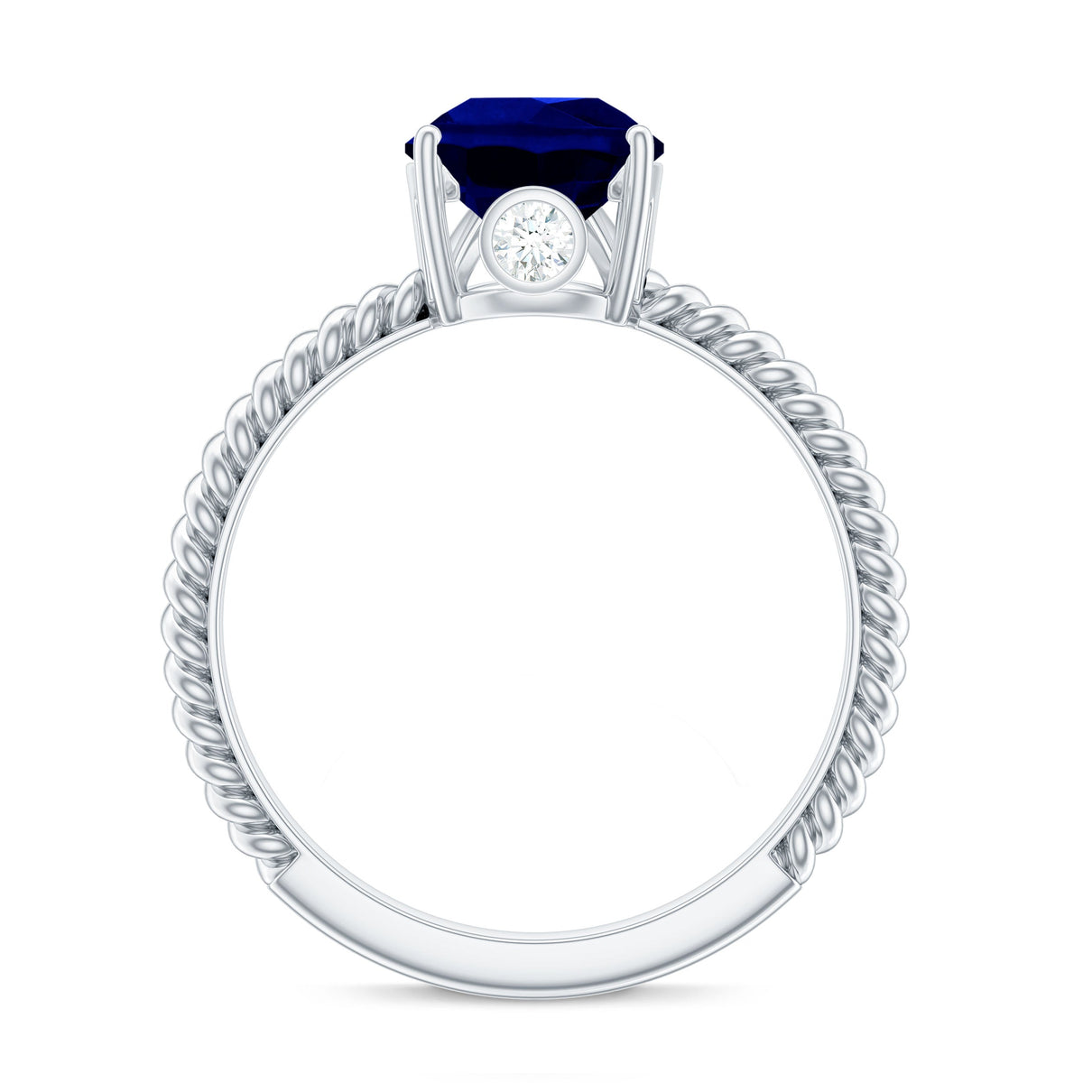 Certified 3 Carat Lab Grown Blue Sapphire Pear Shaped Engagement Ring