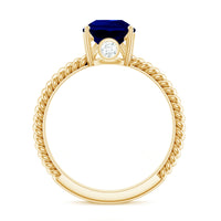 Certified 3 Carat Lab Grown Blue Sapphire Pear Shaped Engagement Ring