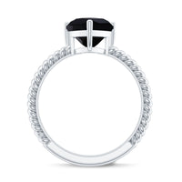 2.4 Carat Lab Grown Black Diamond Heart Engagement Ring for Women