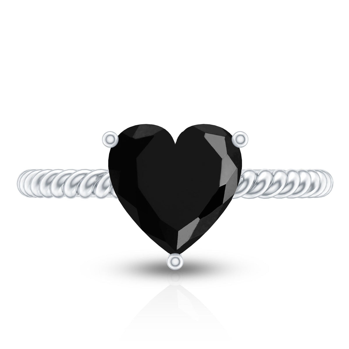 2.4 Carat Lab Grown Black Diamond Heart Engagement Ring for Women
