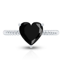 2.4 Carat Lab Grown Black Diamond Heart Engagement Ring for Women