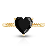 2.4 Carat Lab Grown Black Diamond Heart Engagement Ring for Women