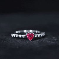 0.9 Carat Heart Shape Created Ruby Engagement Ring with Diamond