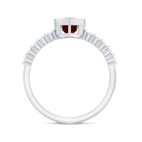 0.9 Carat Heart Shape Created Ruby Engagement Ring with Diamond
