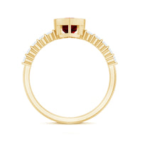 0.9 Carat Heart Shape Created Ruby Engagement Ring with Diamond